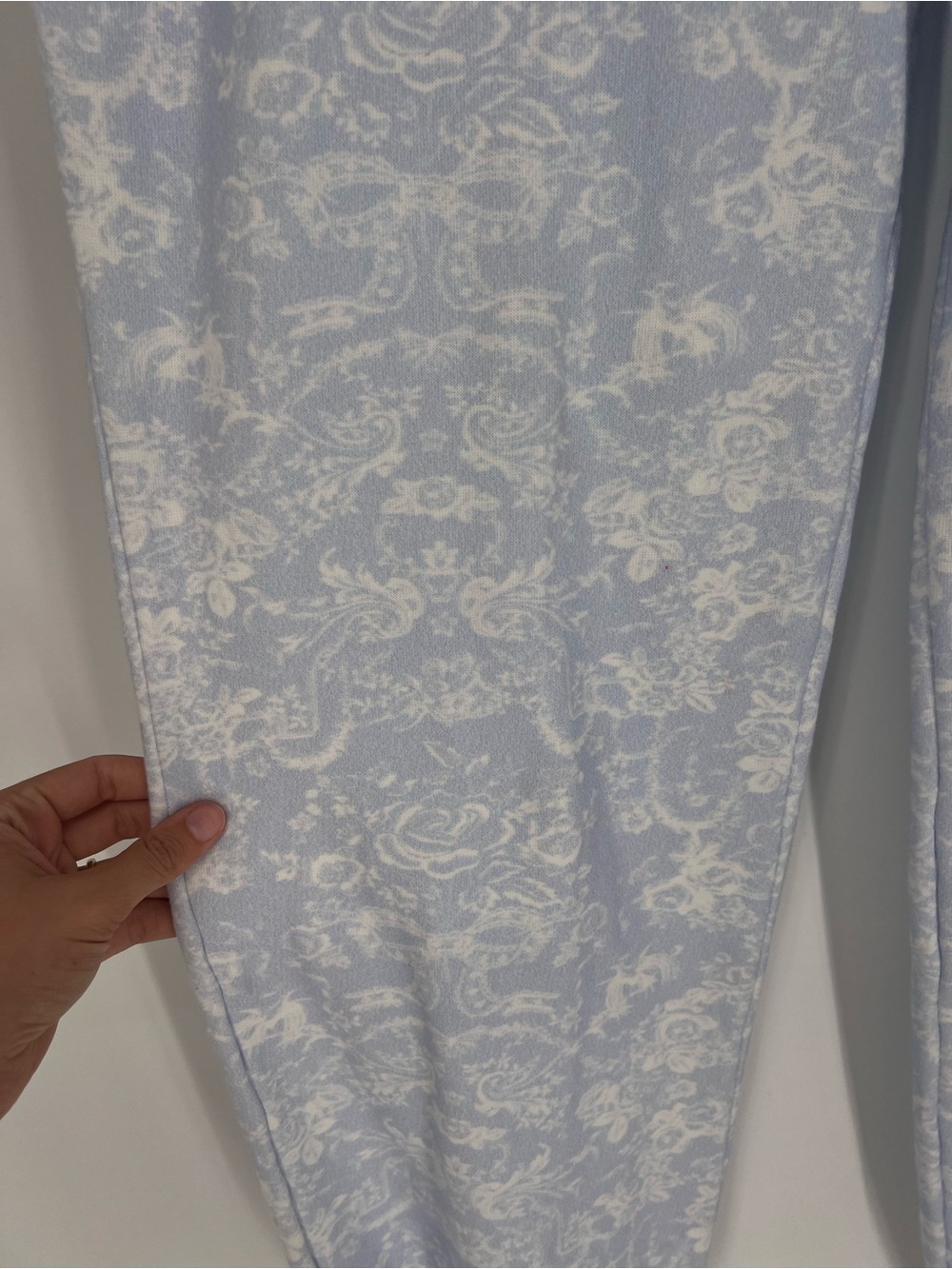 LoveShackFancy Lollia Light Blue Paisley Preppy Drawstring Jogger Sweatpants S - Picture 2 of 9